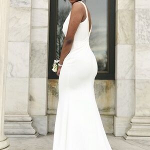 White Lulus Mermaid Prom Dress
